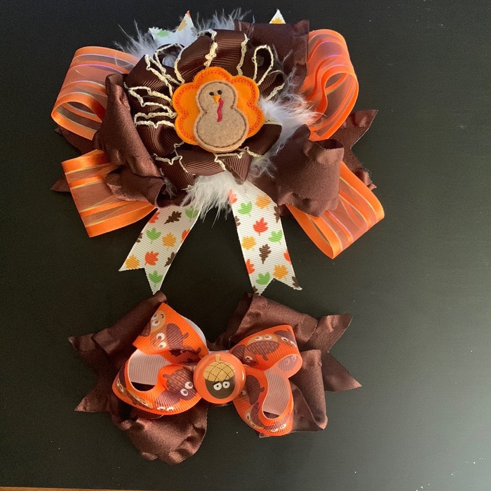 Fall hair‎ bows on alligator clip. Set of 2.
